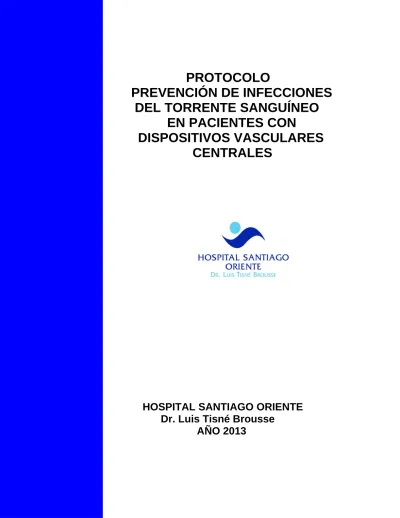 Protocolo Prevenci N De Infecciones Del Torrente Sangu Neo En Pacientes