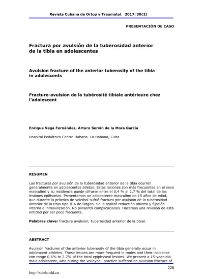 Fractura Por Avulsi N De La Tuberosidad Anterior De La Tibia En