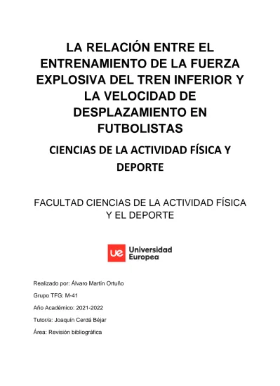 CIENCIAS DE LA ACTIVIDAD FÍSICA Y DEPORTE LA RELACIÓN ENTRE EL