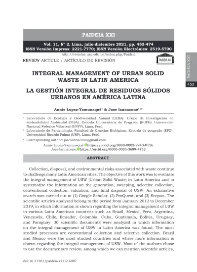 Vista de LA GESTIÓN INTEGRAL DE RESIDUOS SÓLIDOS URBANOS EN AMÉRICA LATINA