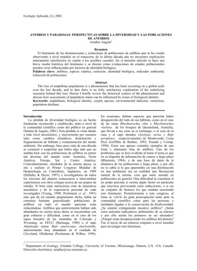 ANFIBIOS Y PARADOJAS PERSPECTIVAS SOBRE LA DIVERSIDAD Y LAS