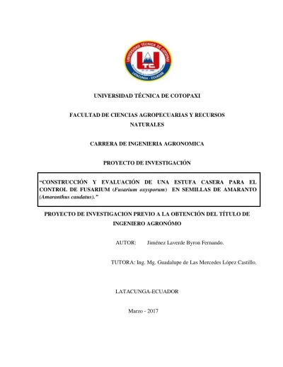 Construcci N Y Evaluaci N De Una Estufa Casera Para El Control De