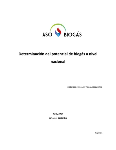 Determinaci N Del Potencial De Biog S A Nivel Nacional