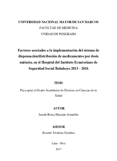 Factores asociados a la implementación del sistema de dispensación