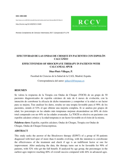 Palabras Clave Espol N Espol N Calc Neo Ondas De Choque Terapia Con