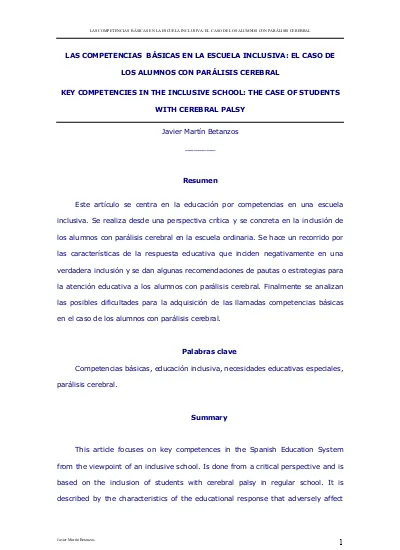 Competencias B Sicas Y Escuela Inclusiva El Caso De Los Alumnos Con