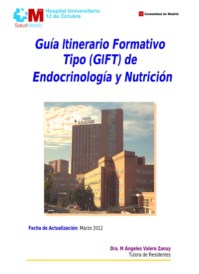 Guía Itinerario Formativo Tipo GIFT de Endocrinología y Nutrición