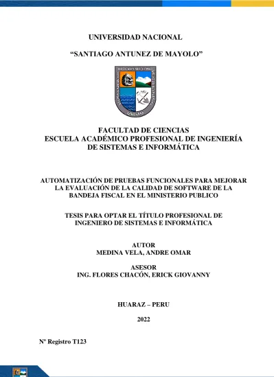 Automatizaci N De Pruebas Funcionales Para Mejorar La Evaluaci N De La Calidad De Software De La