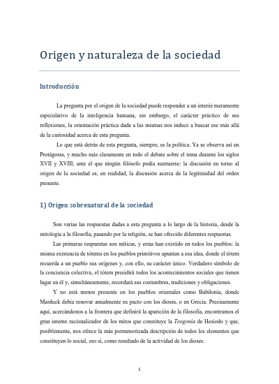 Origen Y Naturaleza De La Sociedad