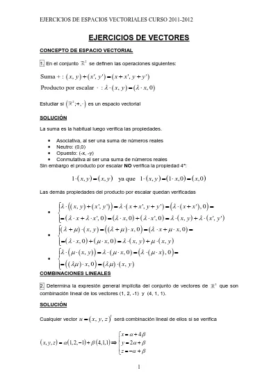 Ejercicios De Espacios Vectoriales Curso