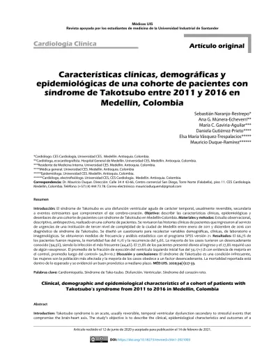 Caracter Sticas Cl Nicas Demogr Ficas Y Epidemiol Gicas De Una Cohorte