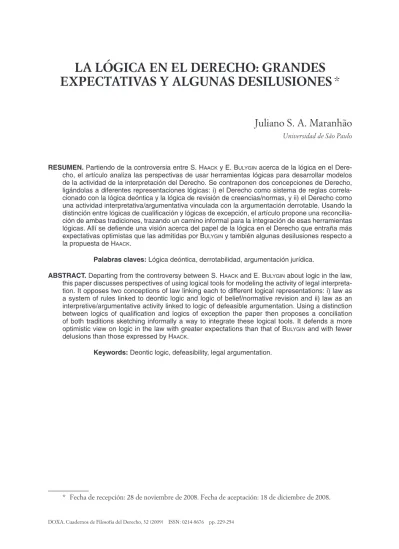 La L Gica En El Derecho Grandes Expectativas Y Algunas Desilusiones