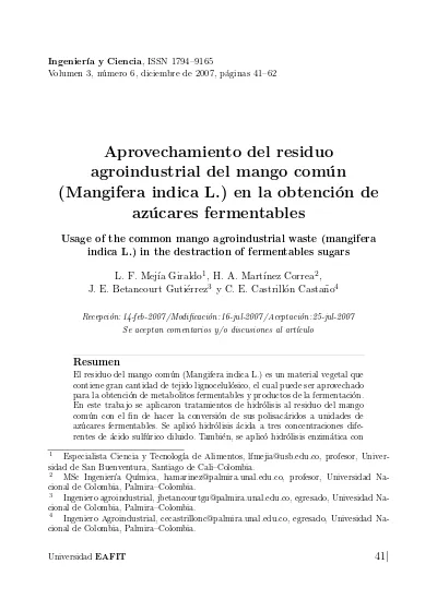 Aprovechamiento del residuo agroindustrial del mango común Mangifera