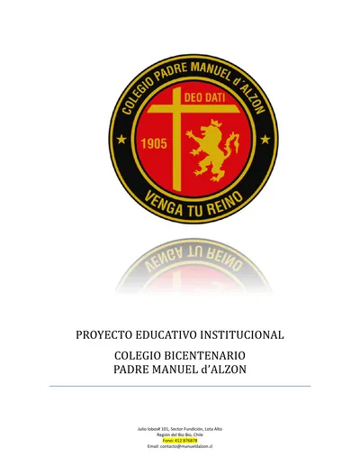 Proyecto Educativo Institucional Colegio Bicentenario Padre Manuel D Alzon