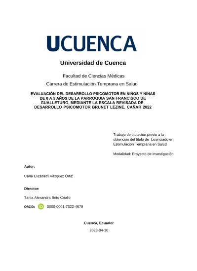 Evaluaci N Del Desarrollo Psicomotor En Ni Os Y Ni As De A A Os De