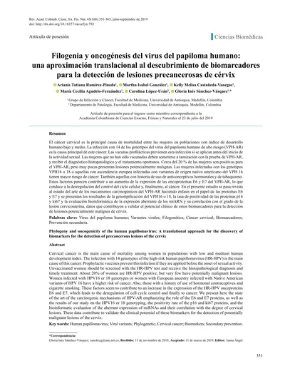 Vista De Filogenia Y Oncog Nesis Del Virus Del Papiloma Humano Una