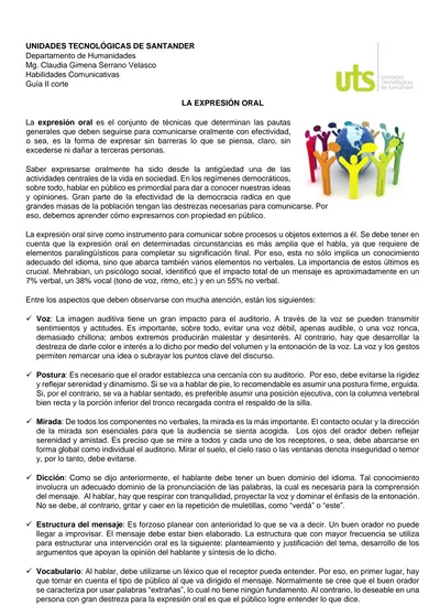 LA EXPRESIÓN ORAL Entre los aspectos que deben observarse con mucha