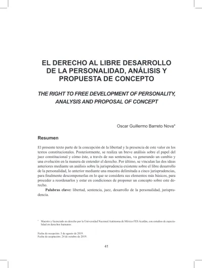 El Derecho Al Libre Desarrollo De La Personalidad An Lisis Y Propuesta