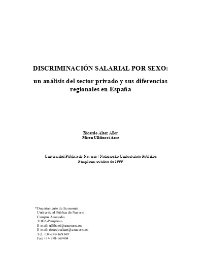 Discriminaci N Salarial Por Sexo Un An Lisis Del Sector Privado Y Sus