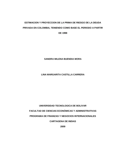 ESTIMACION Y PROYECCION DE LA PRIMA DE RIESGO DE LA DEUDA PRIVADA EN