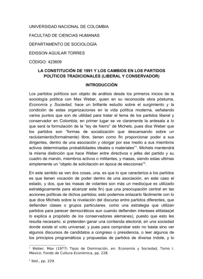 LA CONSTITUCIÓN DE 1991 Y LOS CAMBIOS EN LOS PARTIDOS POLÍTICOS