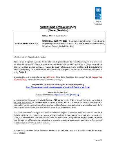 SOLICITUD DE COTIZACIÓN SdC Bienes Servicios