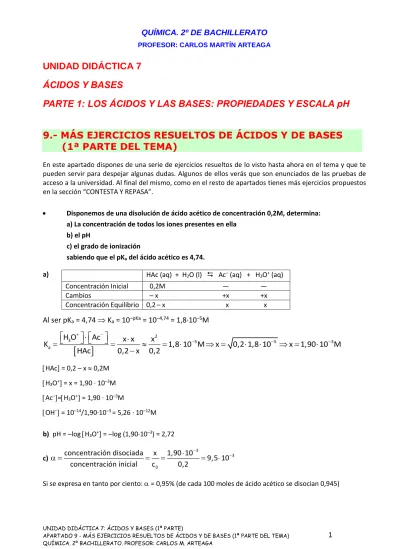 PARTE 1 LOS ÁCIDOS Y LAS BASES PROPIEDADES Y ESCALA ph 9 MÁS