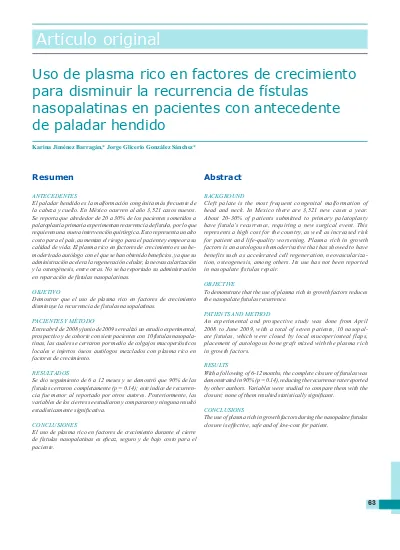 Uso De Plasma Rico En Factores De Crecimiento Para Disminuir La