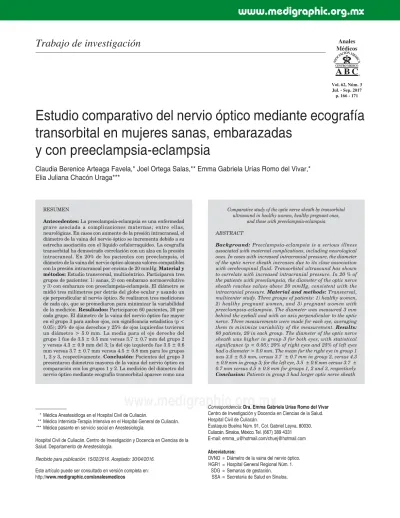 Estudio Comparativo Del Nervio Ptico Mediante Ecografa Transorbital En