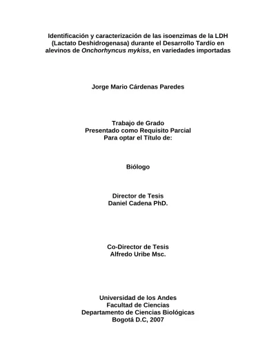 Identificación y caracterización de las isoenzimas de la LDH lactato