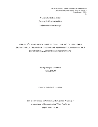 Percepci N De La Funcionalidad Del Consumo De Sustancias En Pacientes