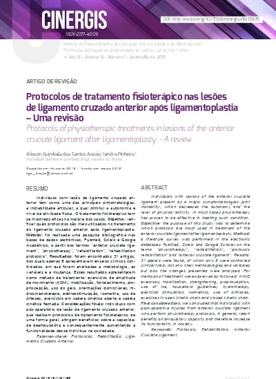 Protocolos de tratamento fisioterápico nas lesões de ligamento cruzado