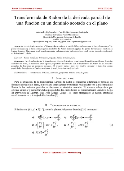 Transformada de Radon de la derivada parcial de una función en un