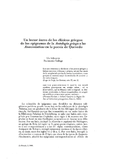 Un Lector Ureo De Los Cl Sicos Griegos De Los Epigramas De La