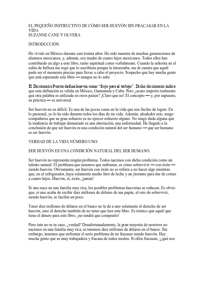 EL PEQUEÑO INSTRUCTIVO DE CÓMO SER HUEVÓN SIN FRACASAR EN LA VIDA