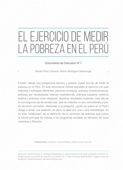 El ejercicio de medir la pobreza en el Perú