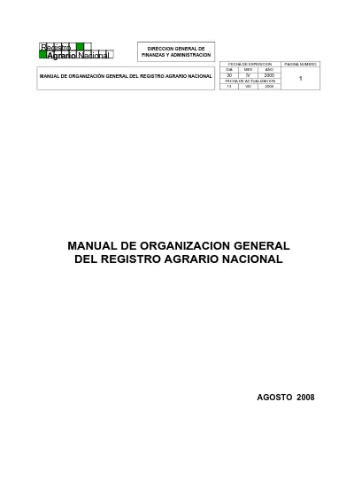 MANUAL DE ORGANIZACION GENERAL DEL REGISTRO AGRARIO NACIONAL