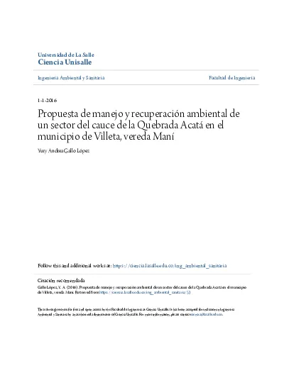 Propuesta de manejo y recuperación ambiental de un sector del cauce de