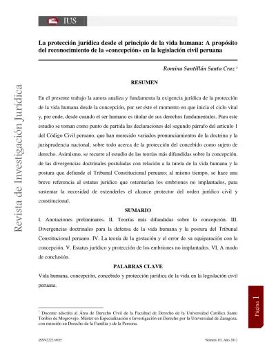 La Protecci N Jur Dica Desde El Principio De La Vida Humana A