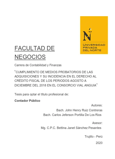 FACULTAD DE NEGOCIOS Tesis para optar el título profesional de