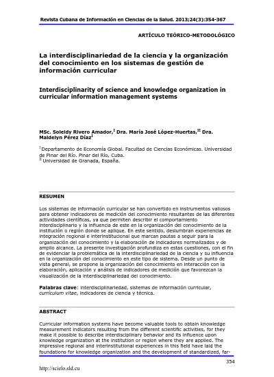 La Interdisciplinariedad De La Ciencia Y La Organizacin Del