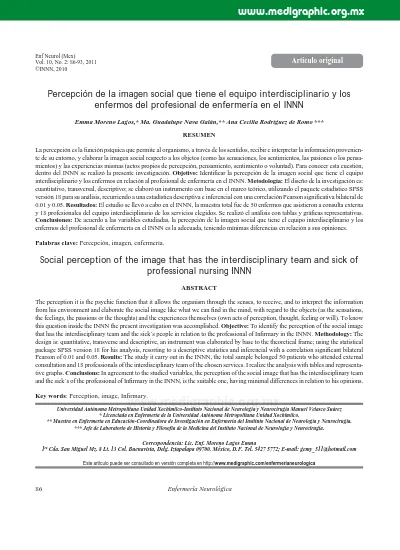 Percepcin De La Imagen Social Que Tiene El Equipo Interdisciplinario Y