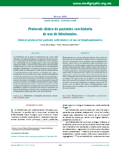 Protocolo Clnico De Pacientes Con Historia De Uso De Bifosfonatos