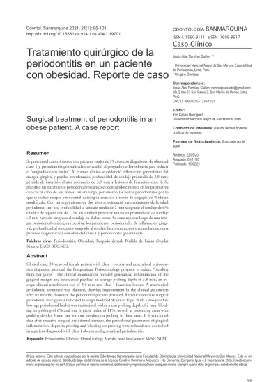 Tratamiento Quir Rgico De La Periodontitis En Un Paciente Con Obesidad