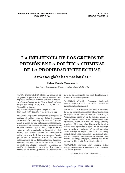 Mecanismos Concretos De Presi N A Espa A En La Pol Tica Criminal De La