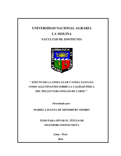 Efecto De La Goma Guar Y Goma Xantana Como Aglutinantes Sobre La