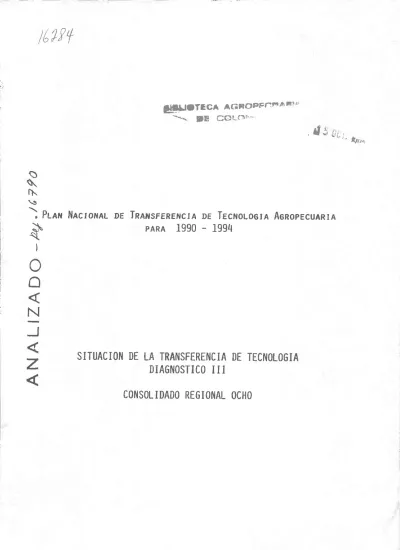 Diagnóstico de la transferencia de tecnología agropecuaria en Colombia