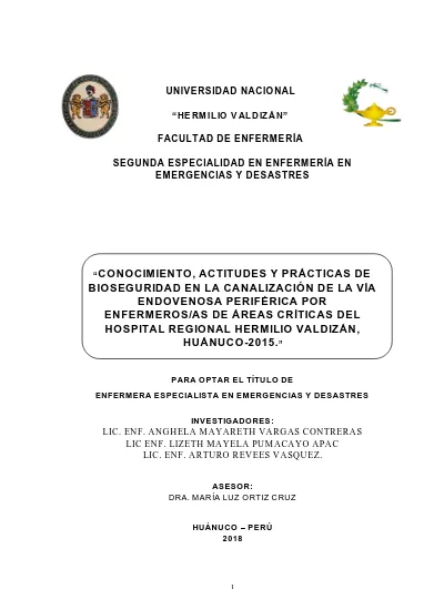 Conocimiento actitudes y prácticas de bioseguridad en la canalización