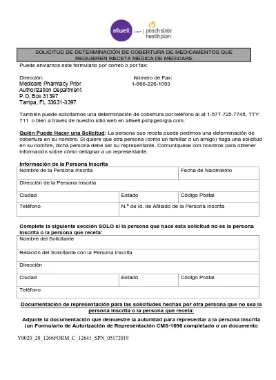 Solicitud De Determinaci N De Cobertura De Medicamentos Que Requieren