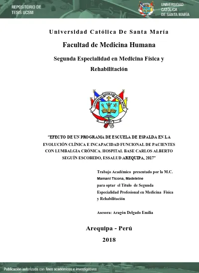 Efecto de un Programa de Escuela de Espalda en la Evolución Clínica e